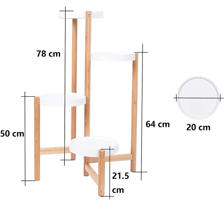 4 Tier Steel Frame Plant Stands Flower Pots Holder-White