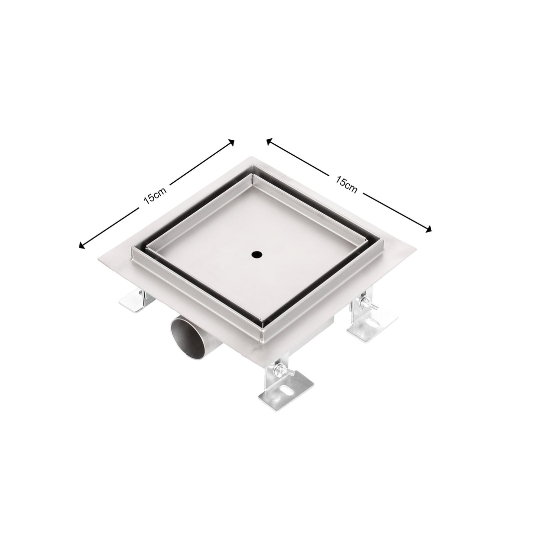 Square Tile Insert Floor Grate Bathroom Shower Drain 15cm