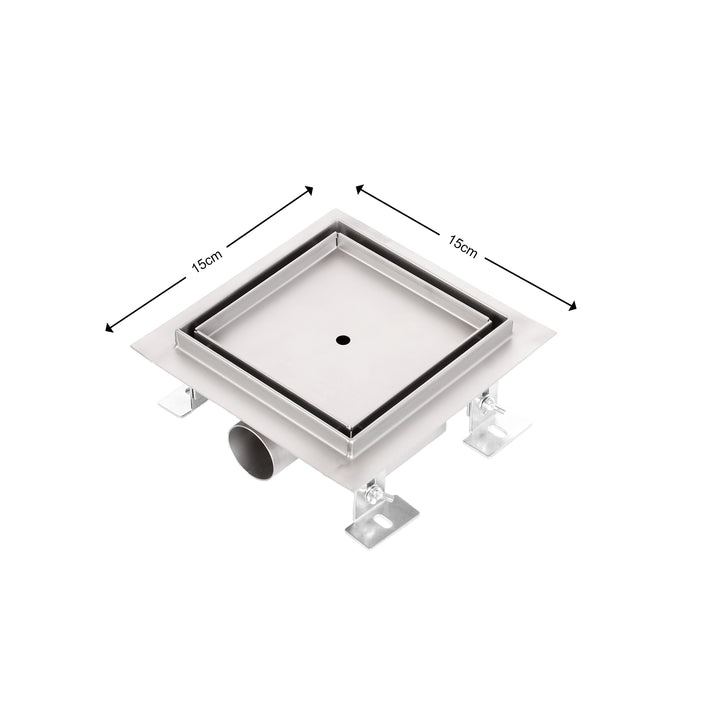 Square Tile Insert Floor Grate Bathroom Shower Drain 15cm