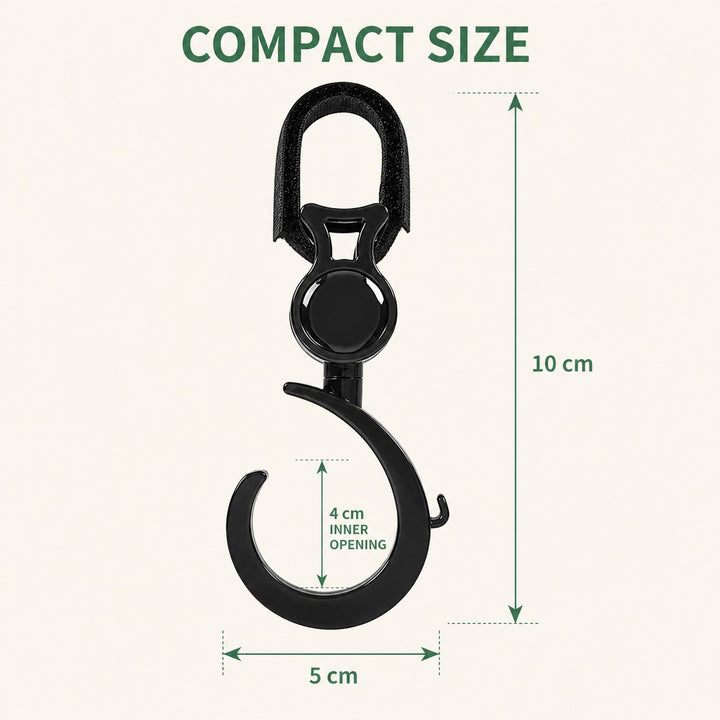 4-Pack Multi-Purpose Stroller Hooks with 360-Degree Swivel