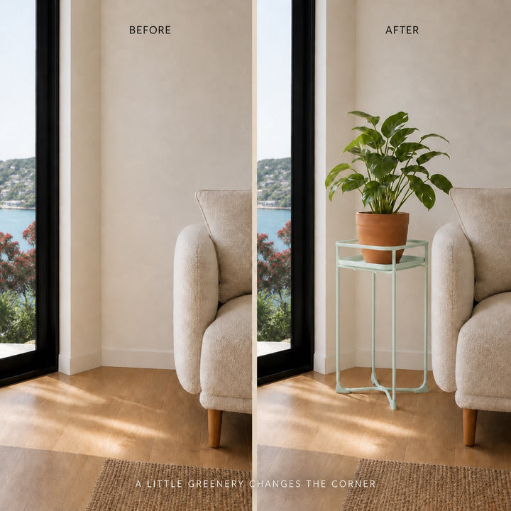 Modern Loft Square Metal Side Table & Plant Stand - Mint