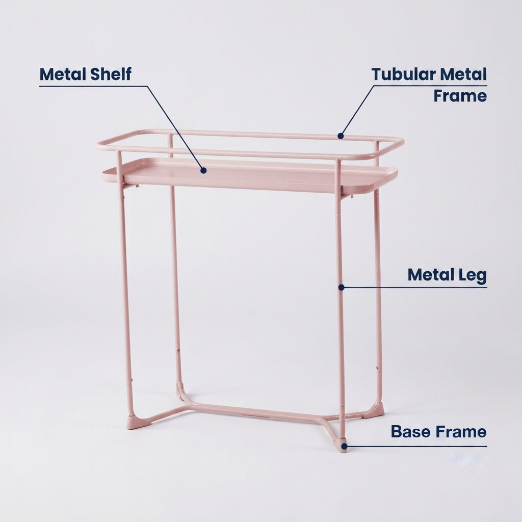 Modern Loft Metal Side Table Flower Stand Rectangle - Pink