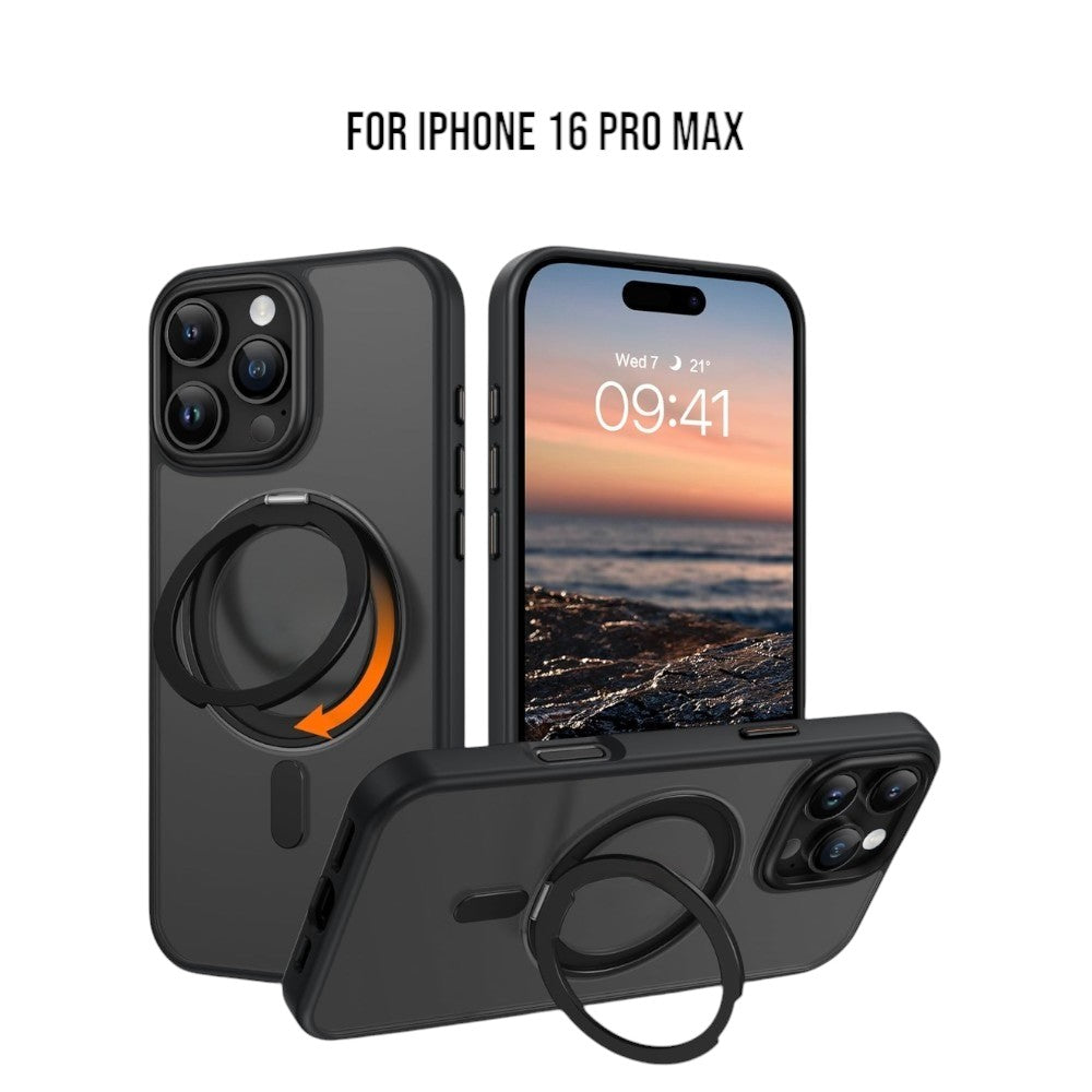 iPhone 16 Pro Max Case with 360° Rotatable Magnetic Ring Stand