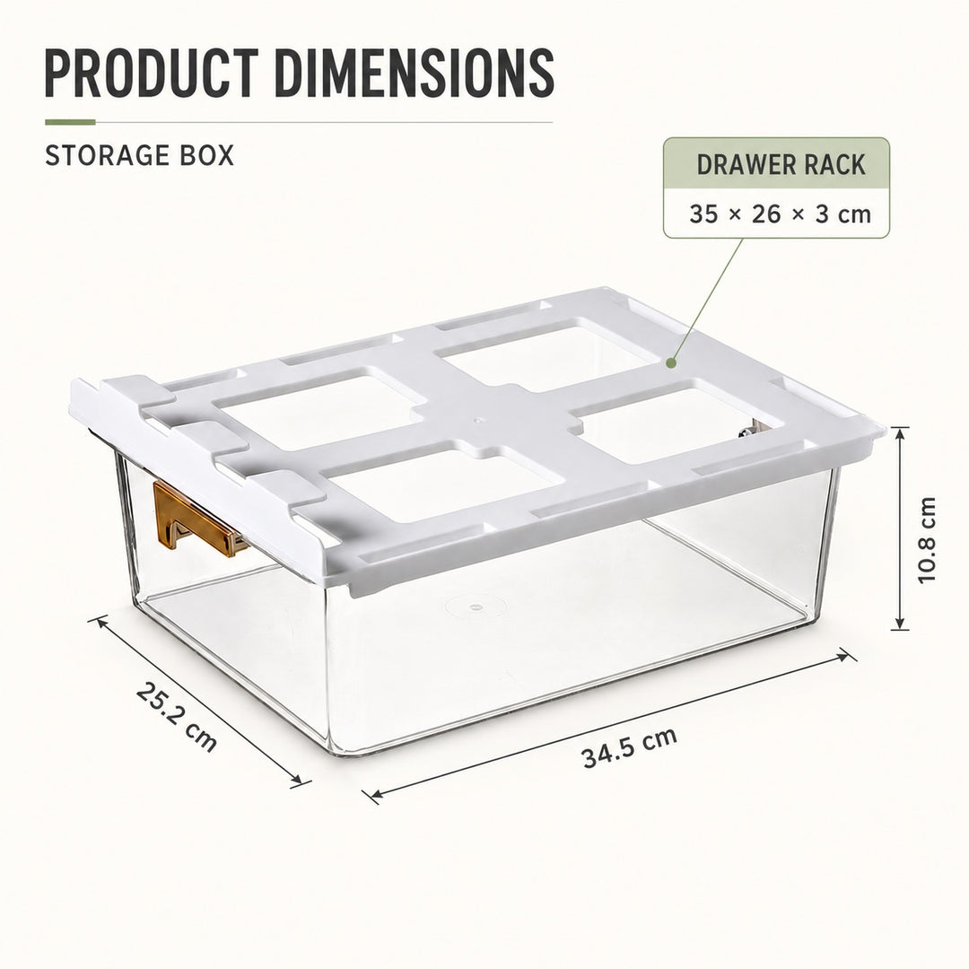 Under Shelf Pull Out Drawer Organiser for Kitchen and Wardrobe - 1 Grid