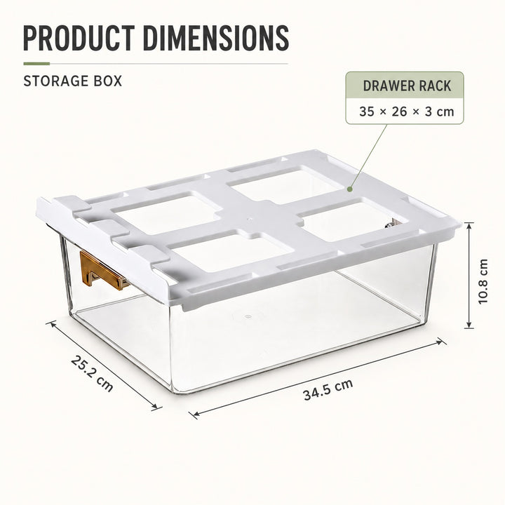 Under Shelf Pull Out Drawer Organiser for Kitchen and Wardrobe - 1 Grid