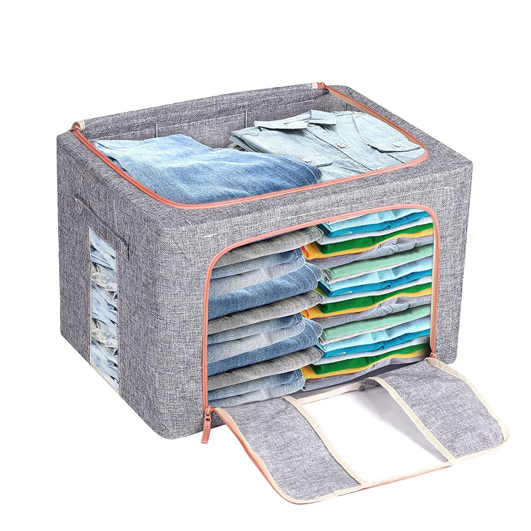 Foldable Steel Frame Clear Window Storage Bins Box-24L