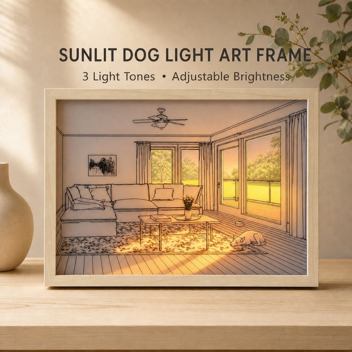 LED Light Painting Home Decoration - 3 Color Tones Acrylic & Wood-Textured MDF 32x22cm