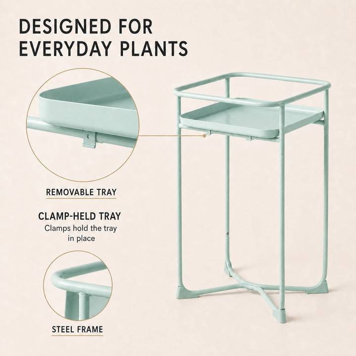 Modern Loft Square Metal Side Table & Plant Stand - Mint