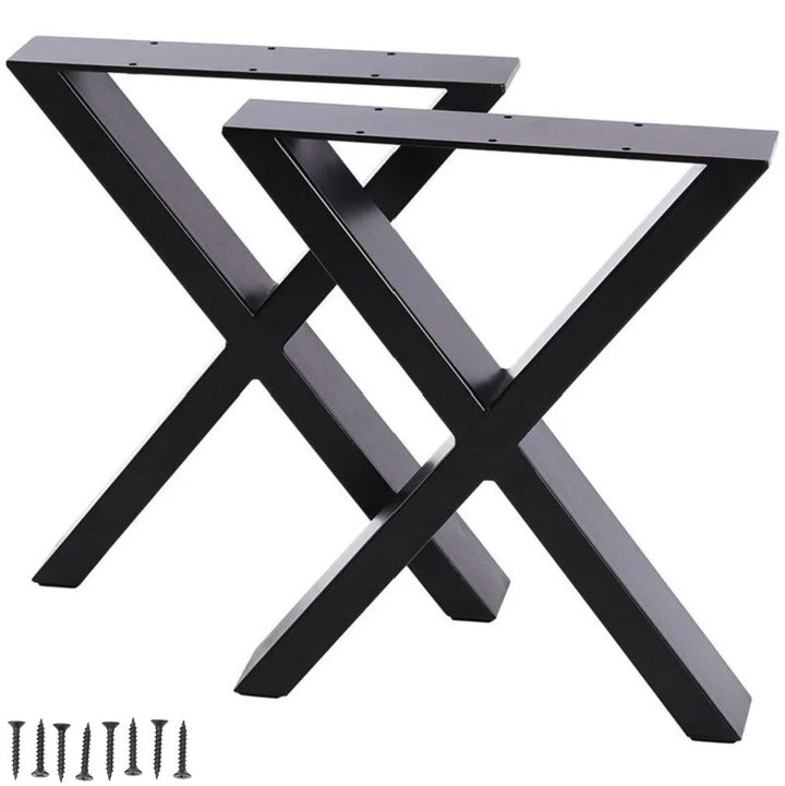 Set of 2 Steel X Shape DIY Table Bench Legs 72cm-Black