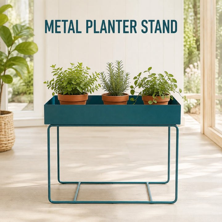 Indoor Metal Tall Rectangle Tray Plant Pot Stand