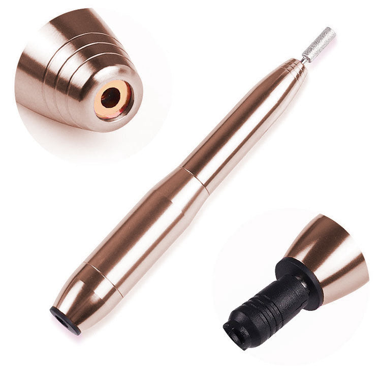 Professional USB Electric Nail Polisher with 11 Pcs Drill Bit Gold