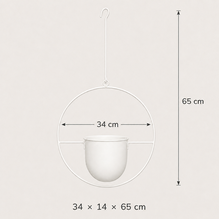 2-Pack Minimalist Round Metal Hanging Plant Pot Holders - White Finish