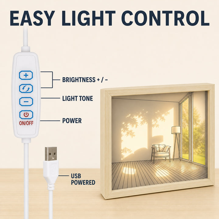 Lighting Painting Decoration LED Art Frame with 3 Color Modes - 32cm
