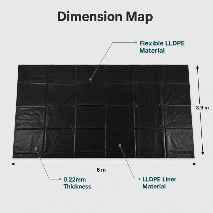 6 × 3.9m Black Pond Liner for Garden Water Features