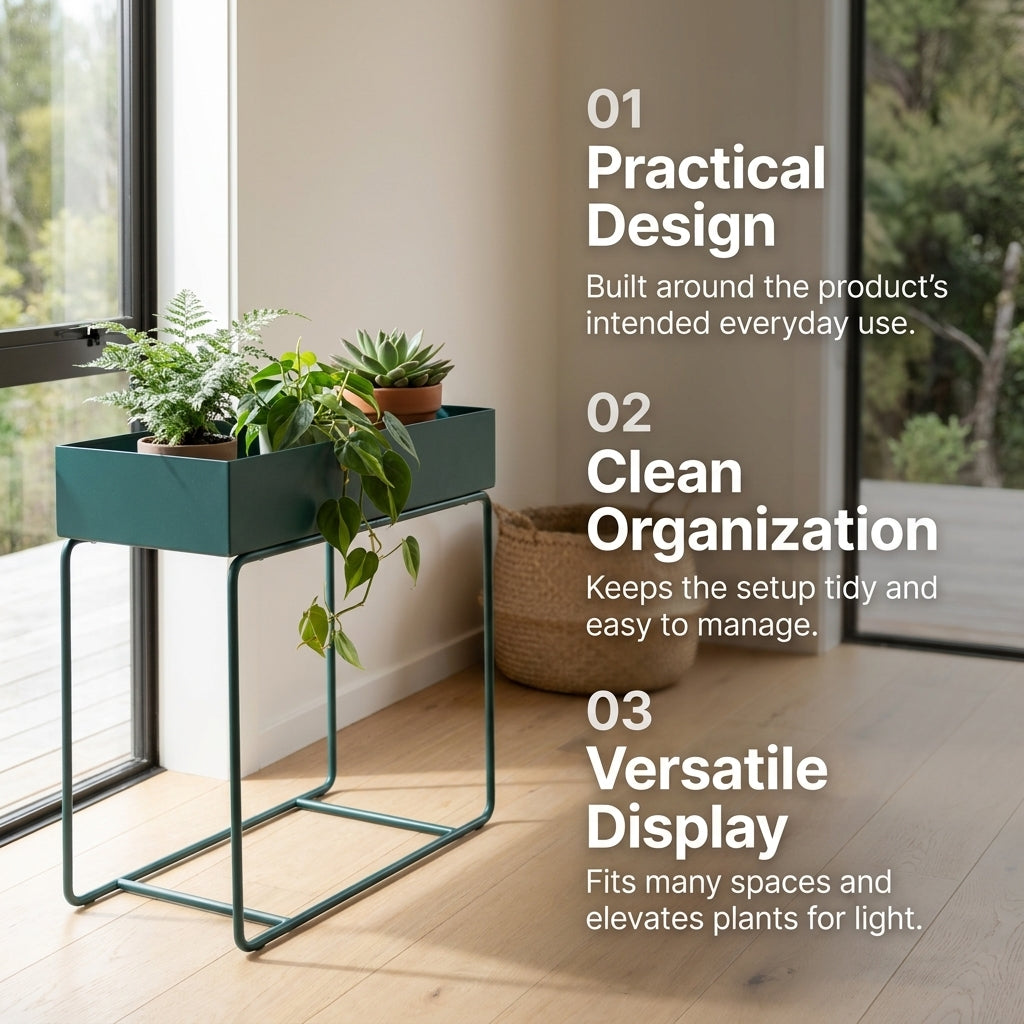 Indoor Metal Tall Rectangle Tray Plant Pot Stand
