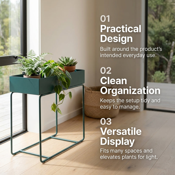 Indoor Metal Tall Rectangle Tray Plant Pot Stand