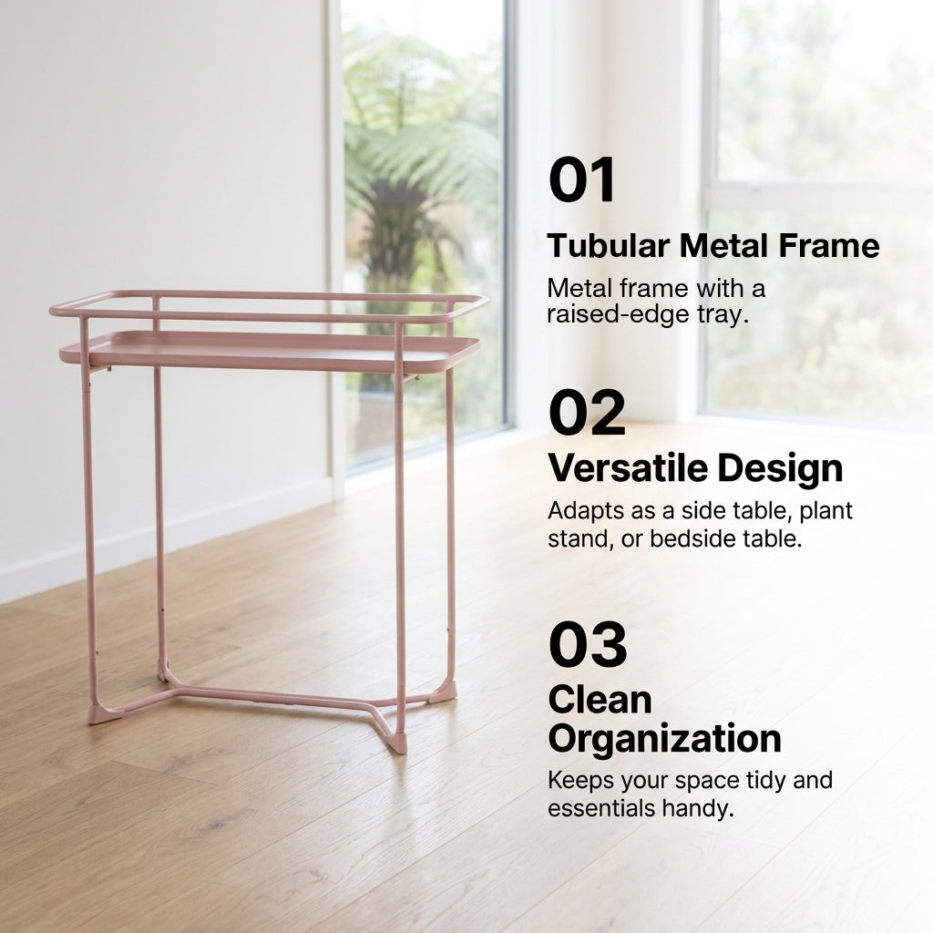 Modern Loft Metal Side Table Flower Stand Rectangle - Pink