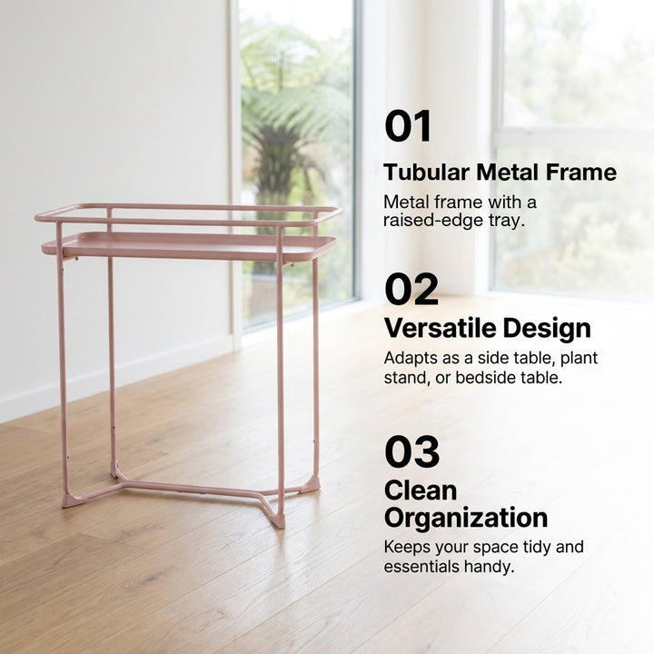 Modern Loft Metal Side Table Flower Stand Rectangle - Pink