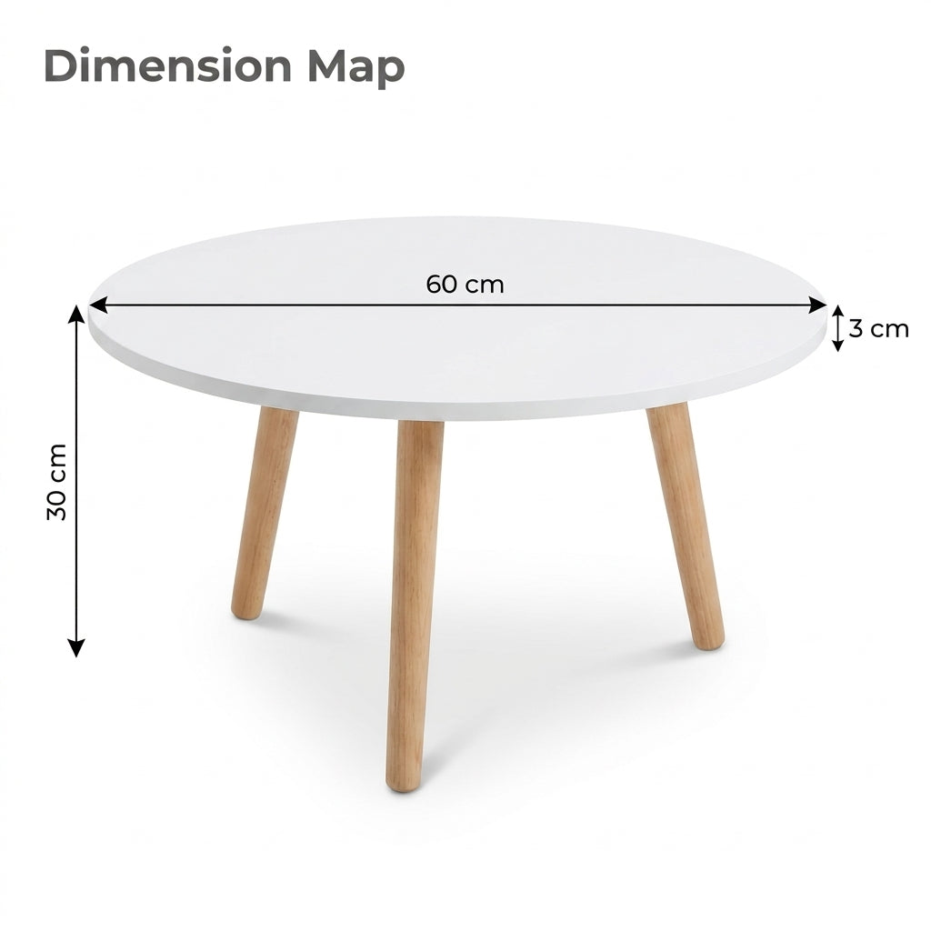 Low-Profile Round Tea Table - 60 cm Diameter x 30 cm High
