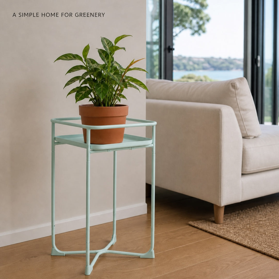 Modern Loft Square Metal Side Table & Plant Stand - Mint