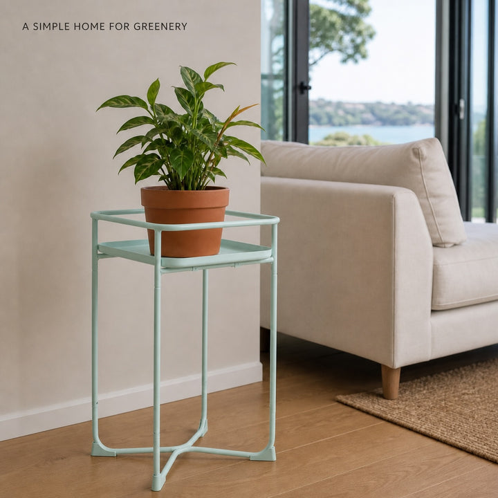 Modern Loft Square Metal Side Table & Plant Stand - Mint