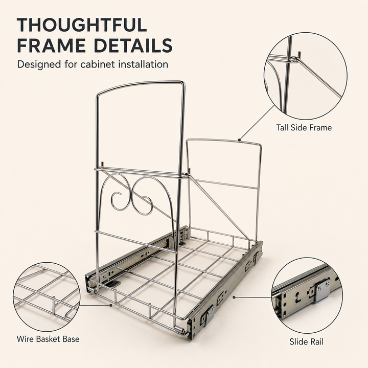 Under-Sink Pull-Out Trash Bin Holder - Kitchen Cabinet Waste Rack