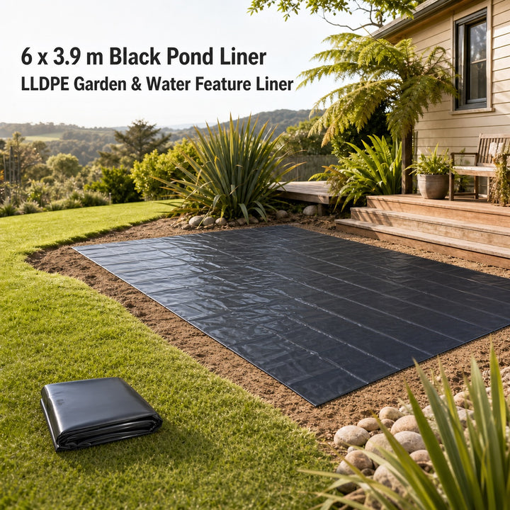 6 × 3.9m Black Pond Liner for Garden Water Features