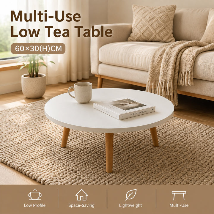Low-Profile Round Tea Table - 60 cm Diameter x 30 cm High