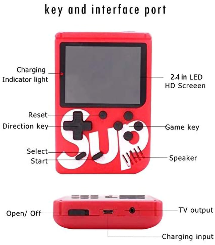 400 In 1 Retro Classic Mini Handheld Game Console TV Output-Black