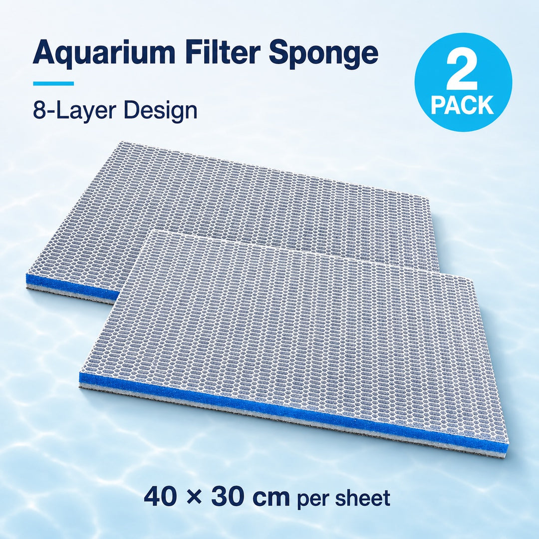 2-Pack 8-Layer Aquarium Filter Sponge 40x30cm