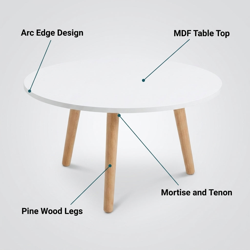 Low-Profile Round Tea Table - 60 cm Diameter x 30 cm High