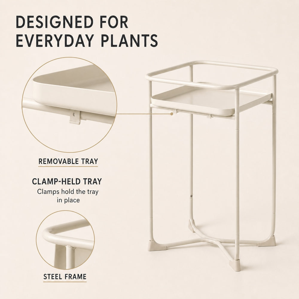 Modern Loft Square Metal Side Table and Flower Display Stand - White