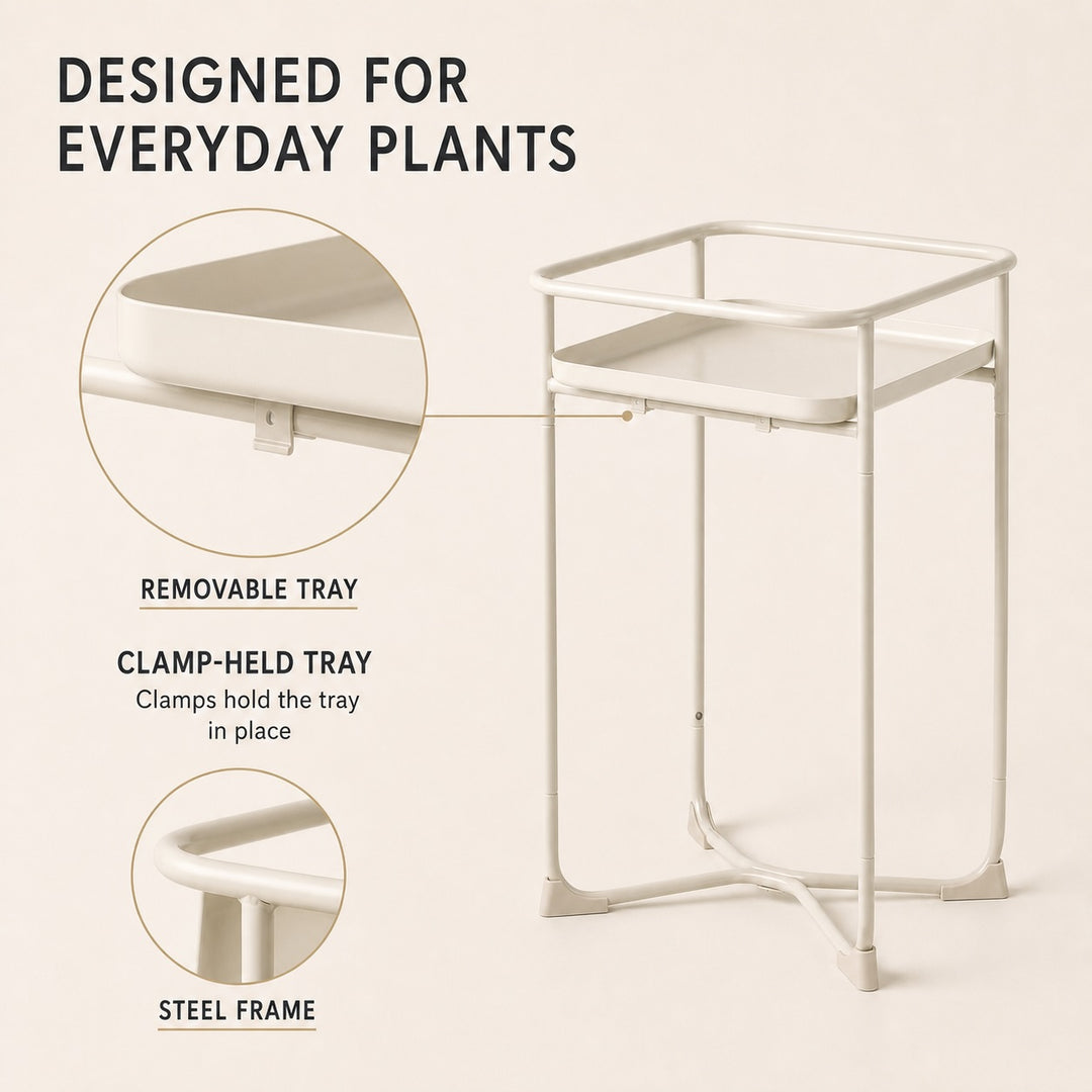 Modern Loft Square Metal Side Table and Flower Display Stand - White