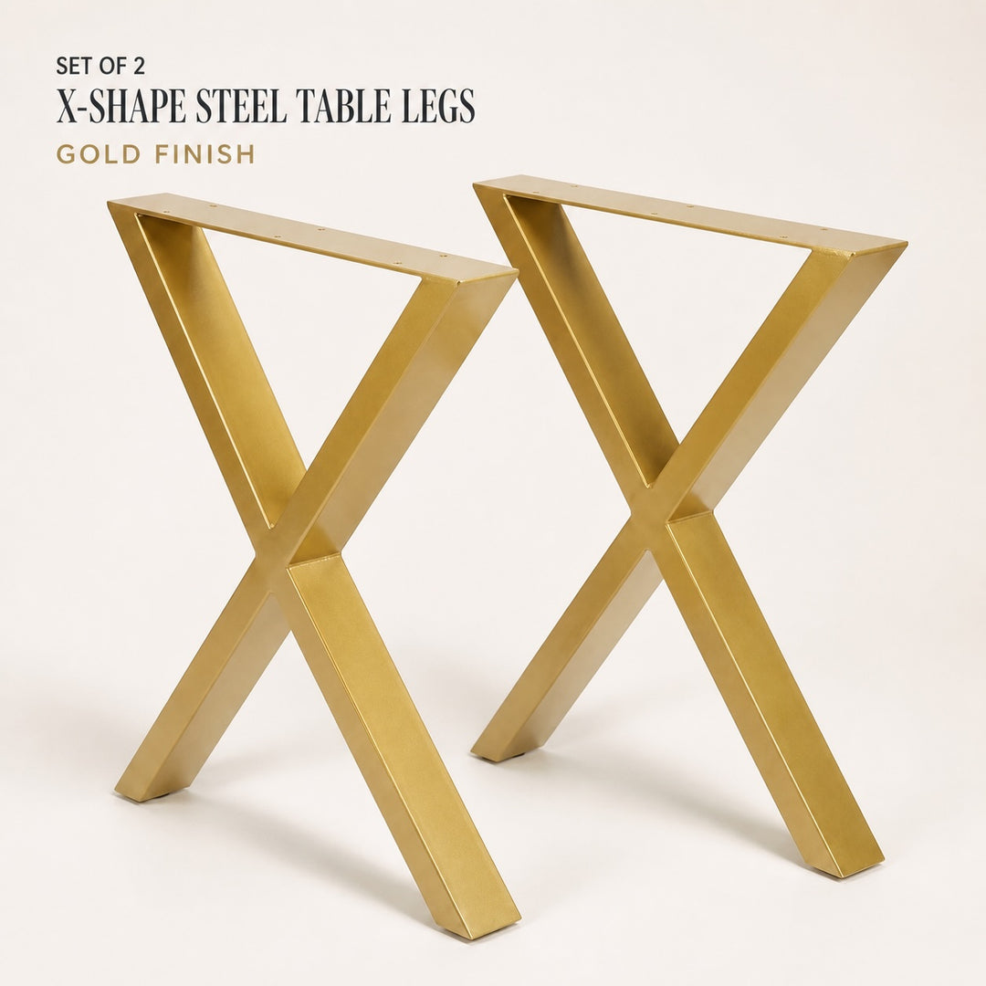 Set of 2 Steel X Shape DIY Table Bench Legs 72cm Gold