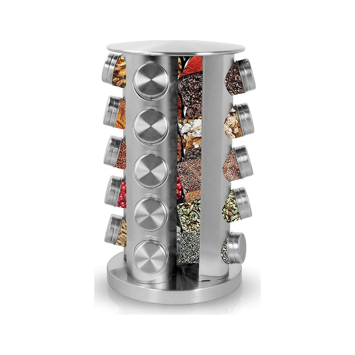 Revolving 20-Jar Countertop Spice Rack Stainless Steel