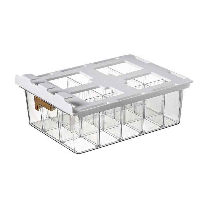 Under Shelf Pull Out Drawer Organiser with 15 Grids - Clear