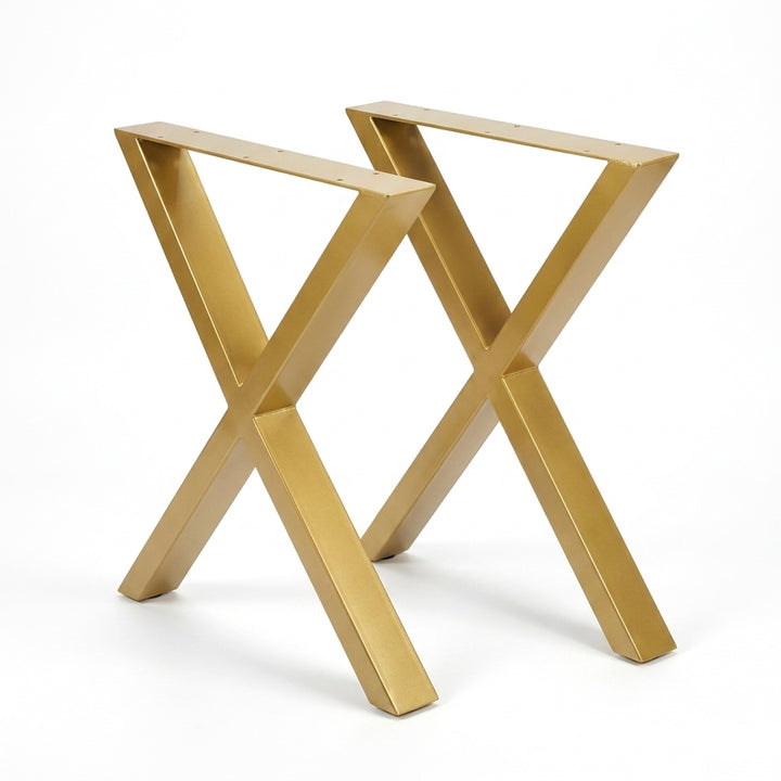Set of 2 Steel X Shape DIY Table Bench Legs 72cm Gold