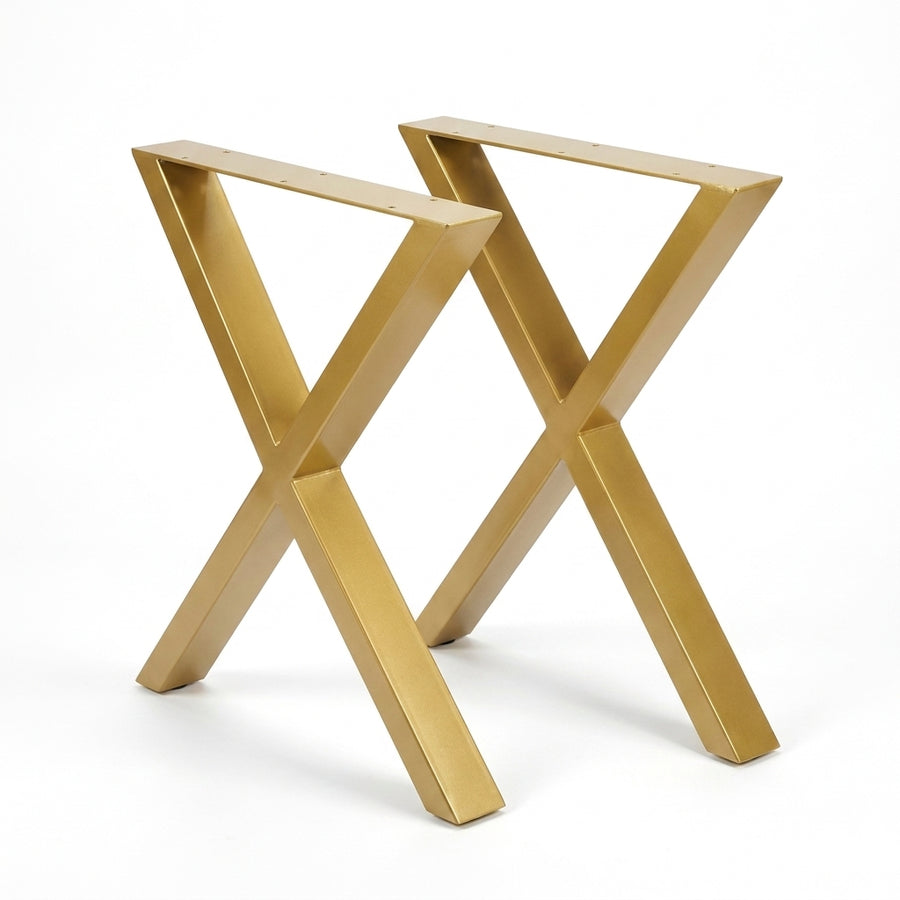 Set of 2 Steel X Shape DIY Table Bench Legs 72cm Gold