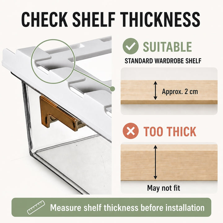 Under Shelf Pull Out Drawer Organiser for Kitchen and Wardrobe - 1 Grid