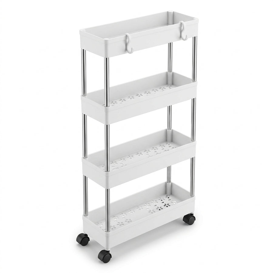 4 Tier Rolling Storage Organizer Shelf with Wheels - Narrow Gap Cart