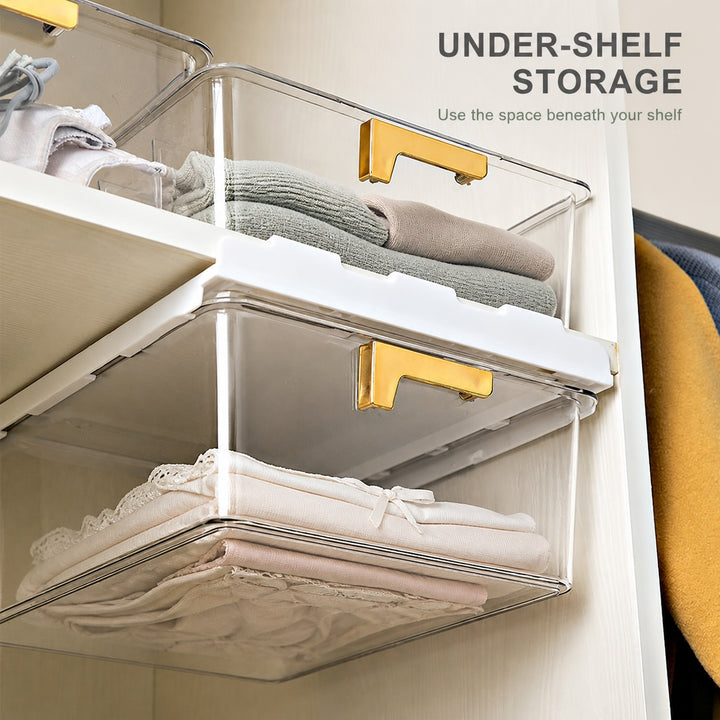 Under Shelf Pull Out Drawer Organiser for Kitchen and Wardrobe - 1 Grid