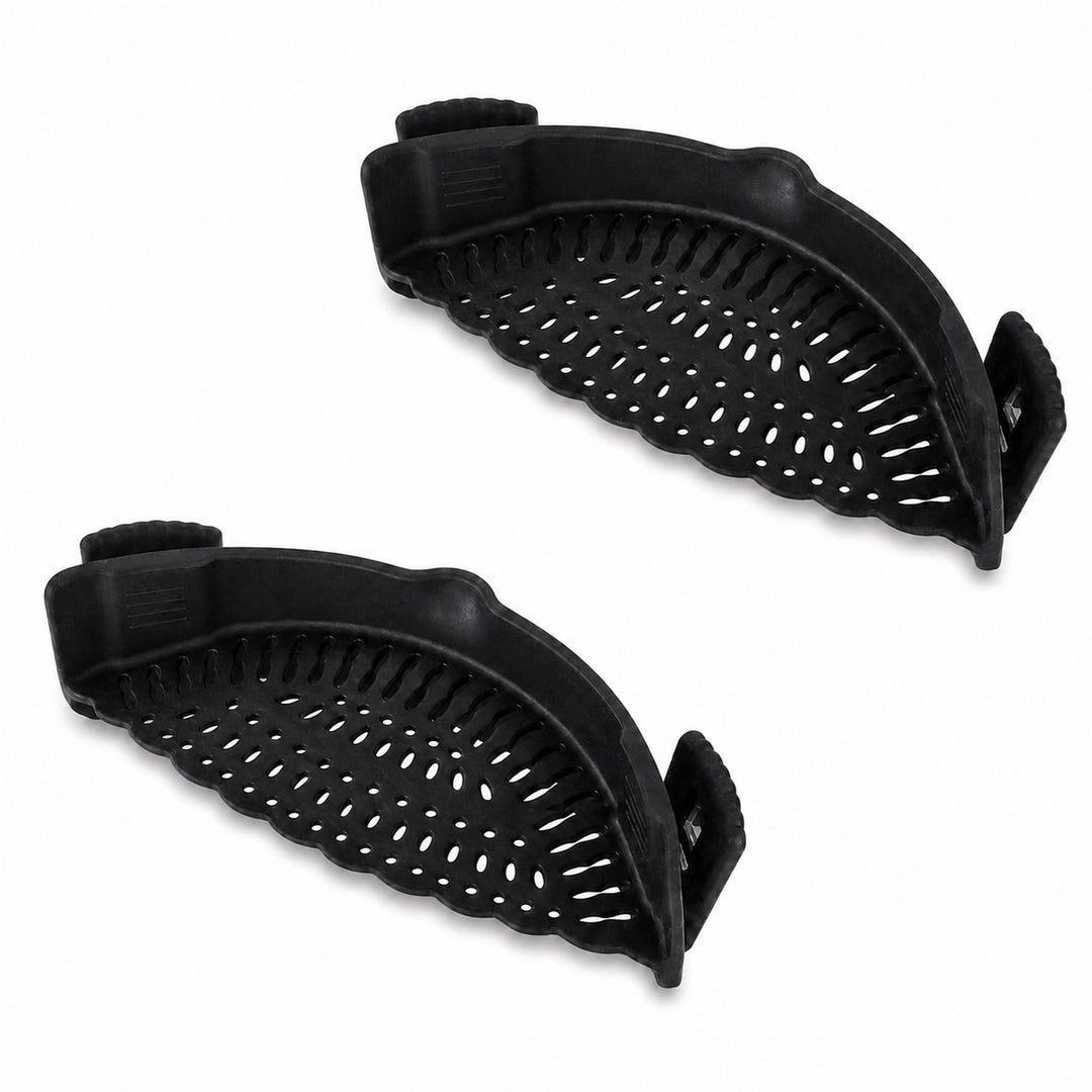 2-Piece Clip-On Silicone Pot Strainer for Pans and Bowls