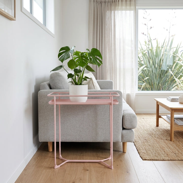 Modern Loft Metal Side Table Flower Stand Rectangle - Pink