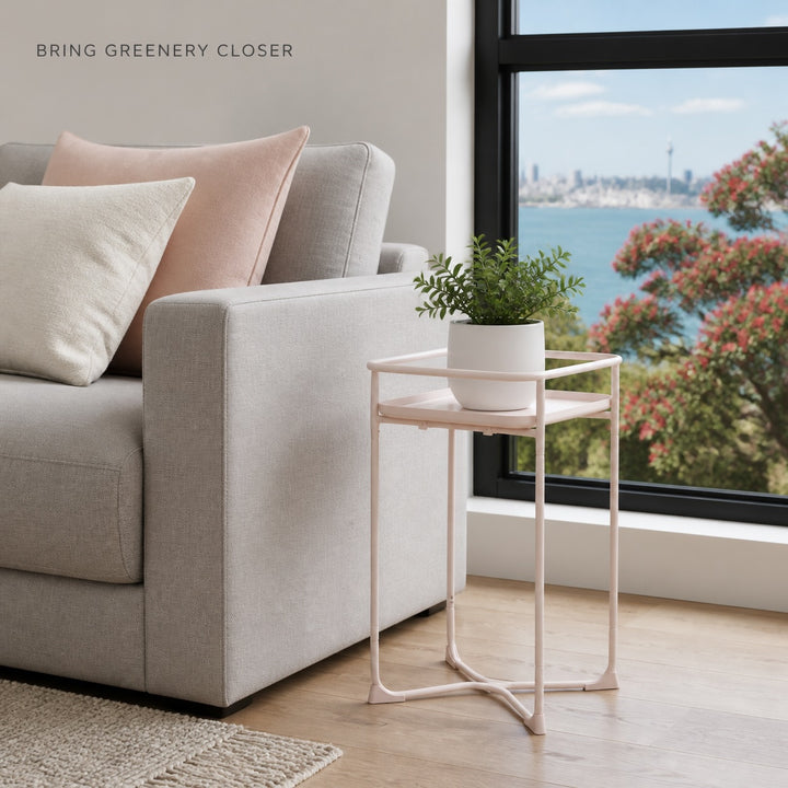 Modern Loft Metal Side Table & Flower Stand - Square Pink