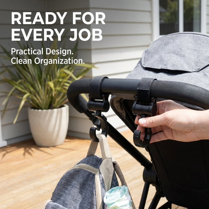 4-Pack Multi-Purpose Stroller Hooks with 360-Degree Swivel