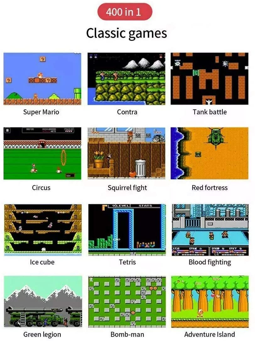 400 In 1 Retro Classic Mini Handheld Game Console TV Output-Black