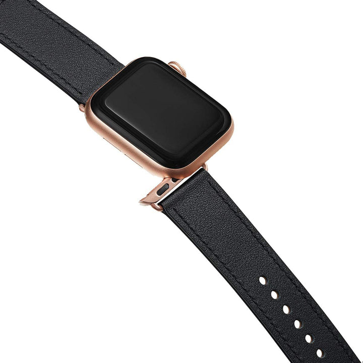 Top Grain Leather Bands Compatible With Apple Watch Band for 42MM 44MM 45MM-Black