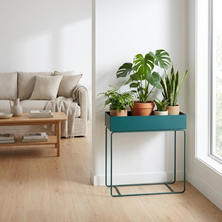 Indoor Metal Tall Rectangle Tray Plant Pot Stand