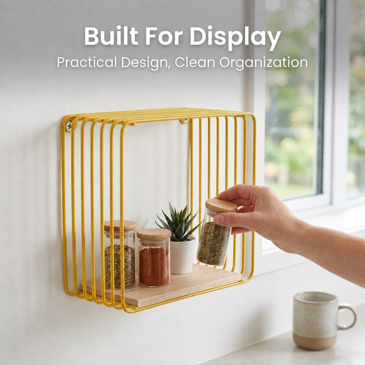 Wall Mounted Metal Wire Cube Display Shelf 25cm