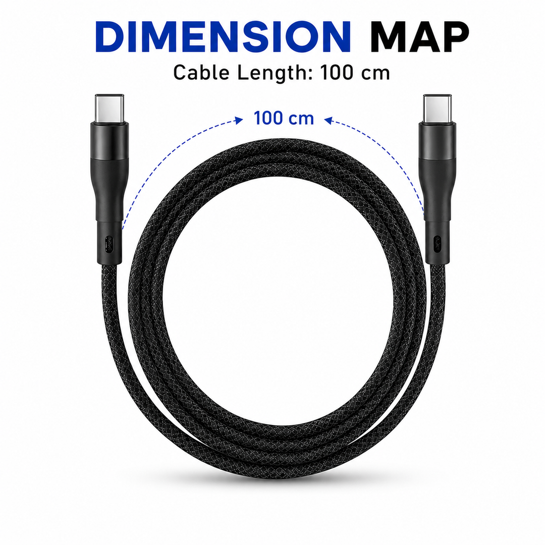 2 Pack Magnetic Auto Coiling USB-C to USB-C Charging Cable 100cm - Black